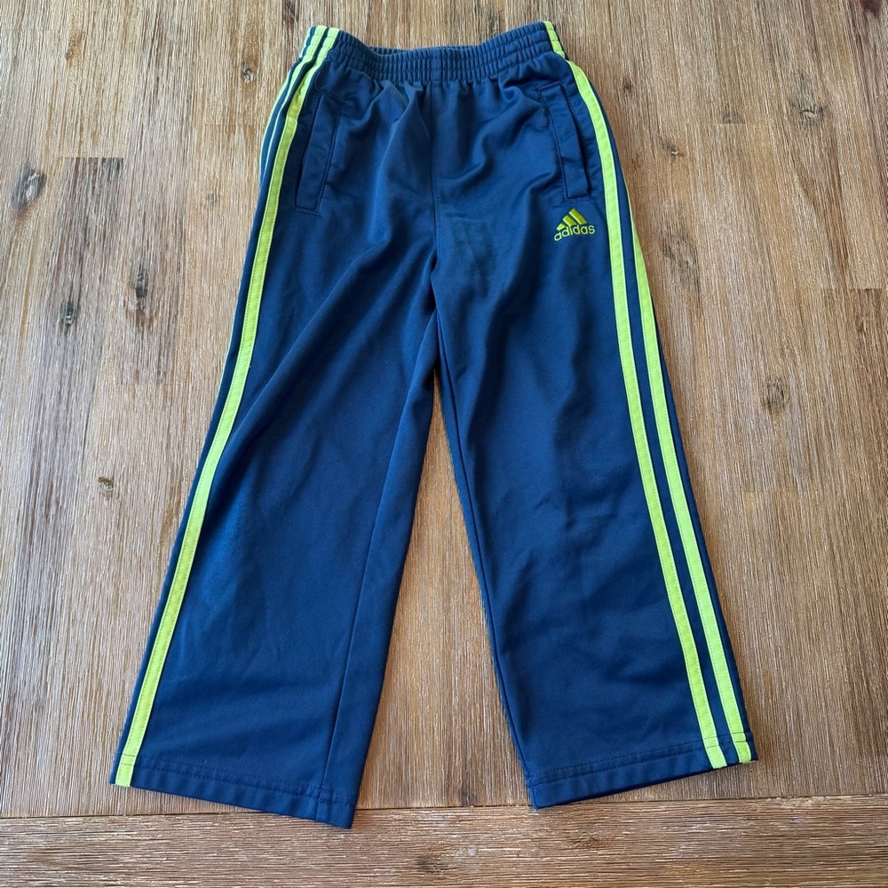3/24$ Adidas Toddler Kids Blue & Green Athletic Track Pants size 4T